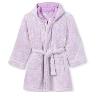 New Art Class Robe Girls' Size XS (4-5) Faux Fur Purple Hooded Tie Shut w Pocket